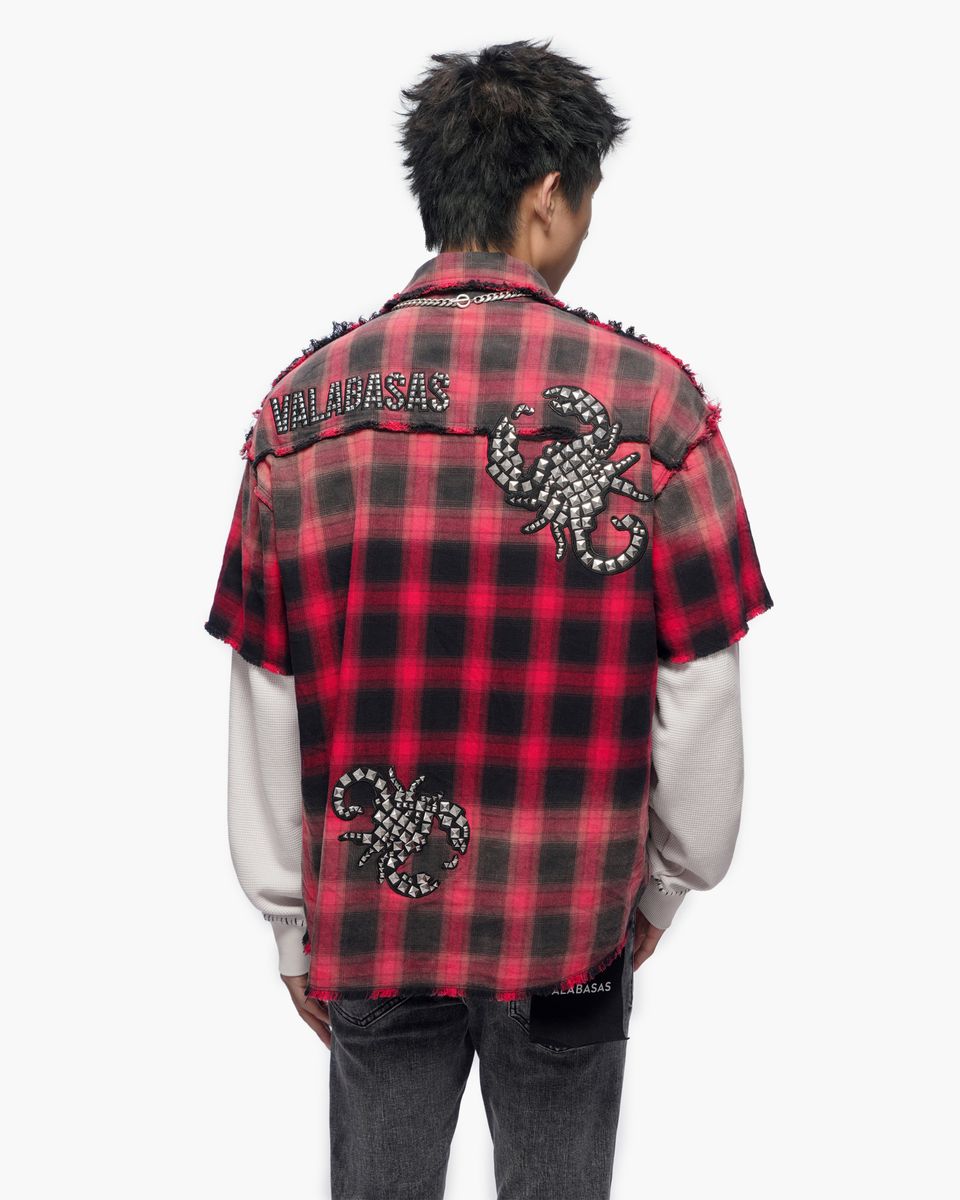 Lumberjack Layered Flannel Shirt Black Red