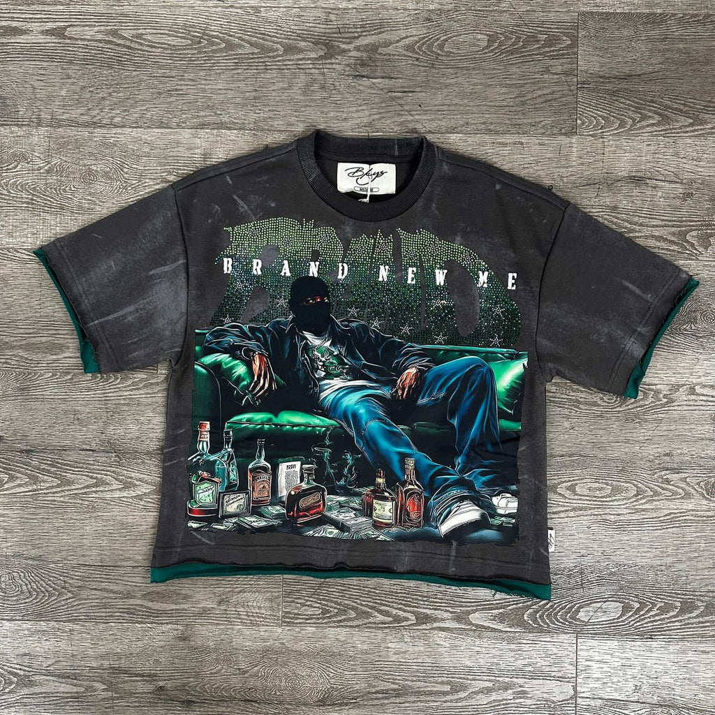 "BRAND NEW ME" F-TERRY CROPPED T-SHIRT