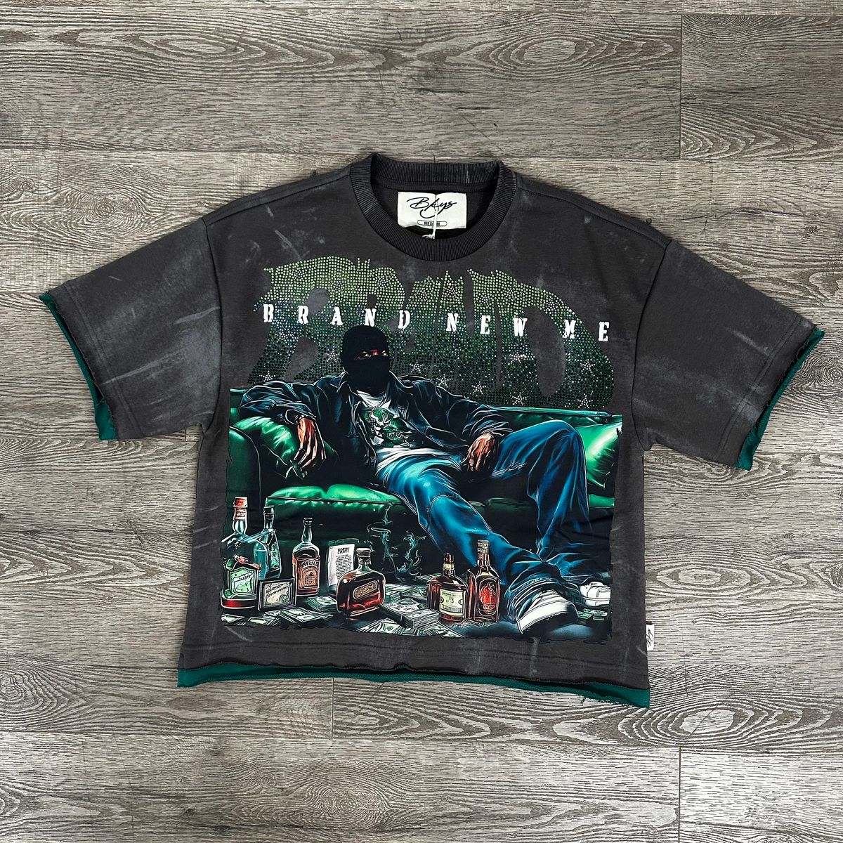 "BRAND NEW ME" F-TERRY CROPPED T-SHIRT