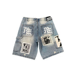 Blue “AI” Denim shorts