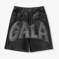 “FANGS” EMBOSSED LEATHER SHORTS (BLACK)