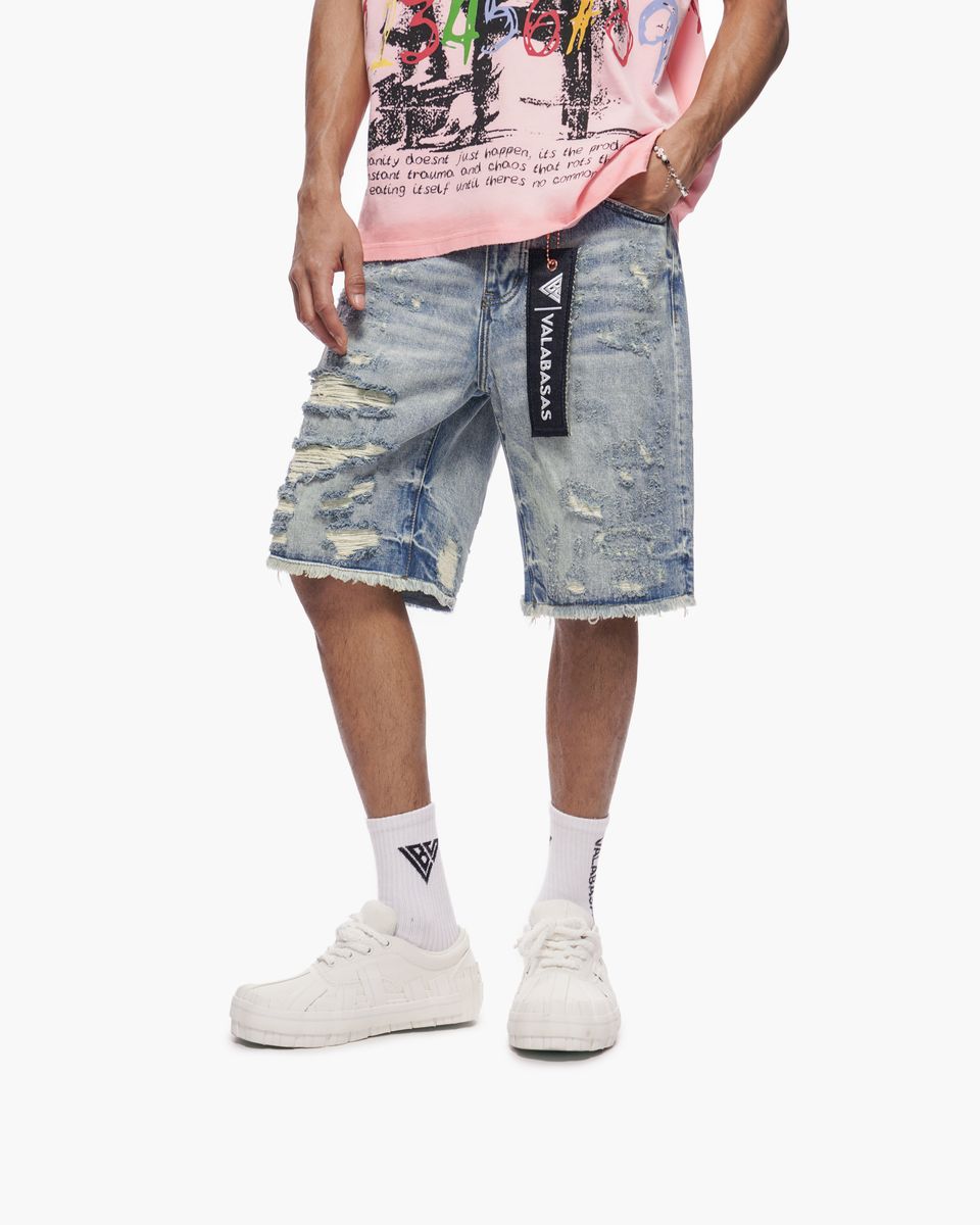 "CLIPPED" DENIM SHORTS