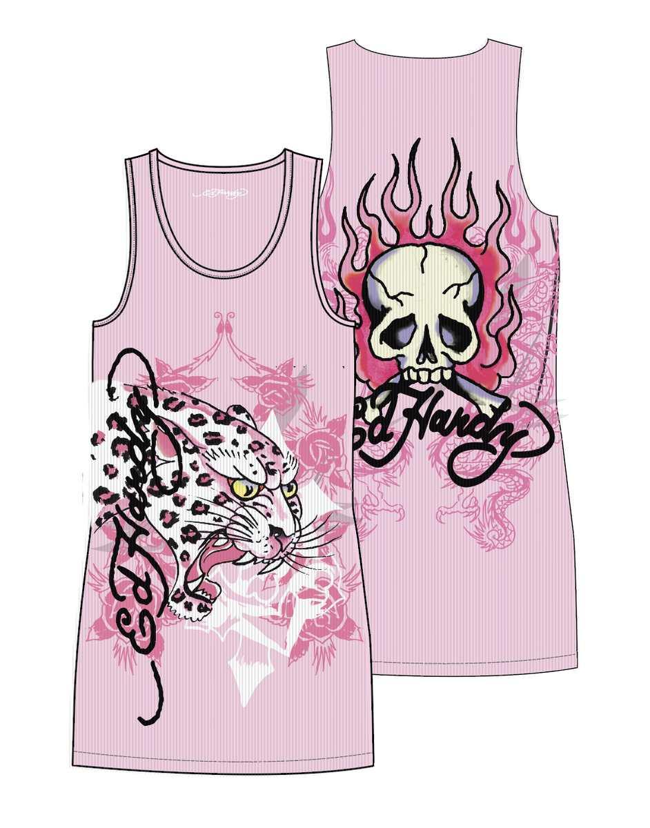 PINK LEOPARD RIB TANK DRESS