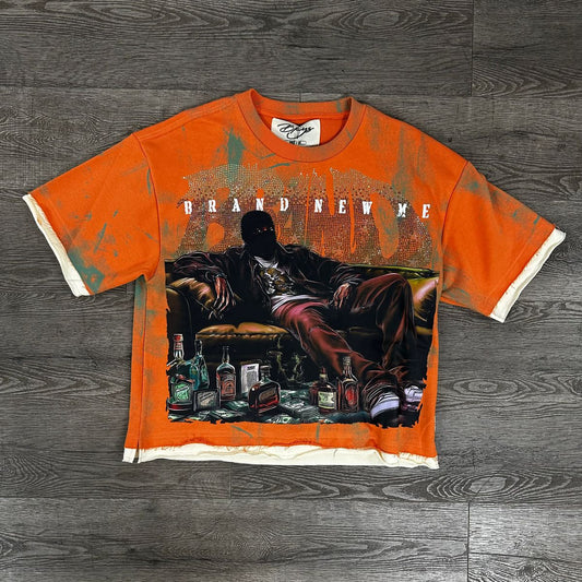 "BRAND NEW ME" F-TERRY CROPPED T-SHIRT