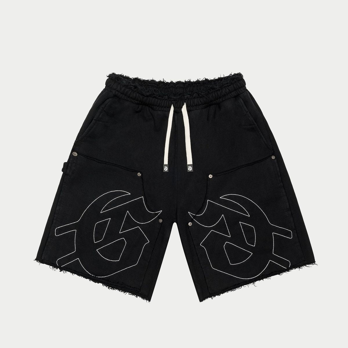 Carpenter Distressed Shorts (Black )