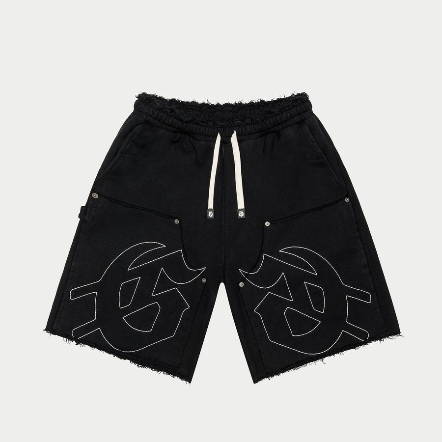 Carpenter Distressed Shorts (Black )