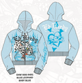 BLUE LEOPARD ZIP FRONT HOODIE
