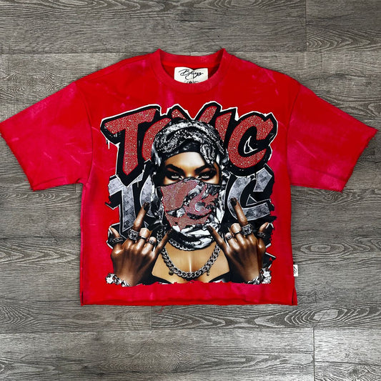 "TOXIC" F-TERRY CROPPED T-SHIRT