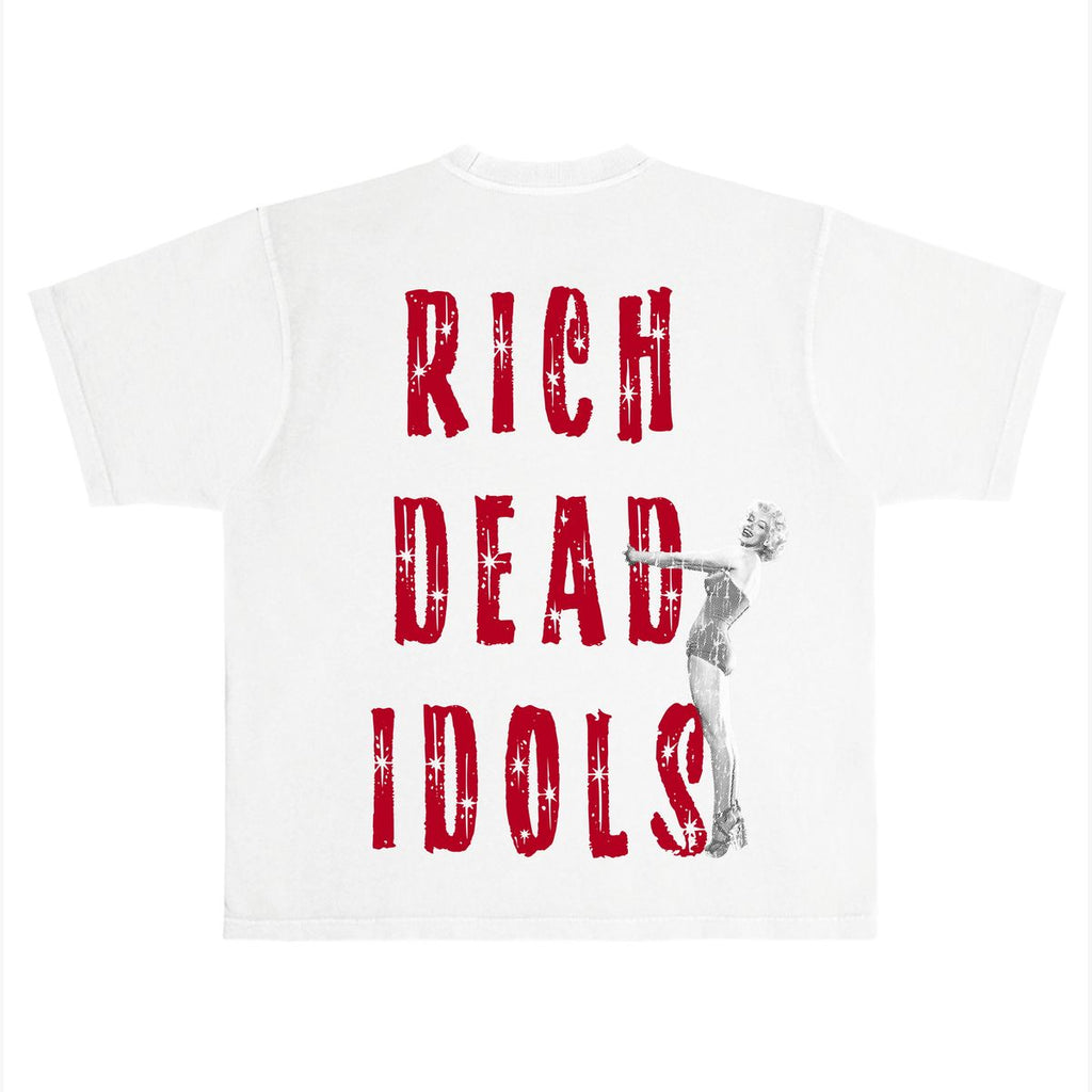 "RICH SEX AND BIG CHECKS" T-SHIRT WHITE AND RED