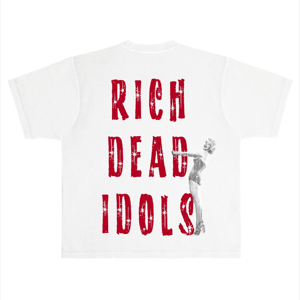 "RICH SEX AND BIG CHECKS" T-SHIRT WHITE AND RED
