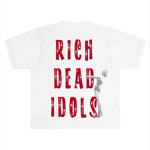 "RICH SEX AND BIG CHECKS" T-SHIRT WHITE AND RED