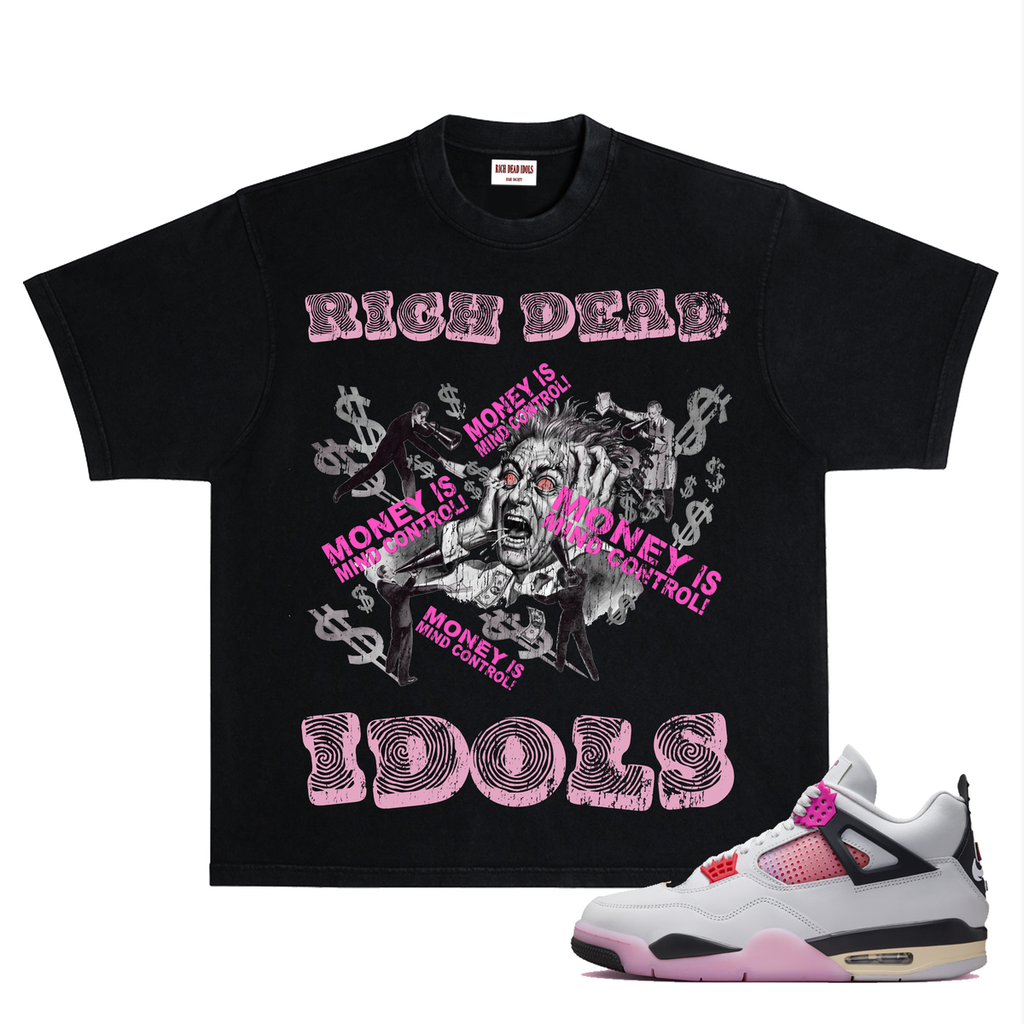 "MONEY IS MIND CONTROL" T-SHIRT BLACK AND PINK
