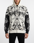 JAPAN LION RHINESTONE HANG DOWN ZIP HOODIE