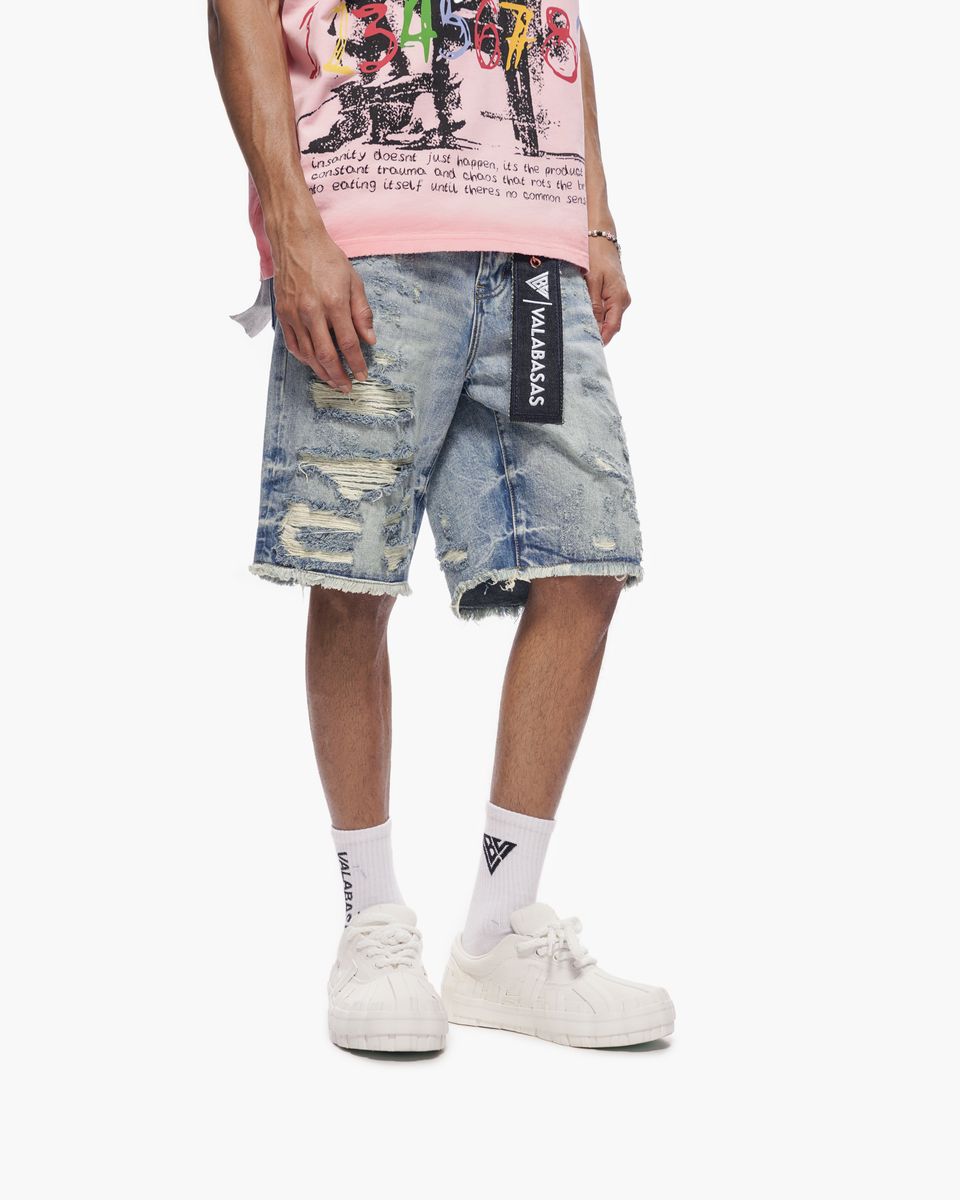 "CLIPPED" DENIM SHORTS