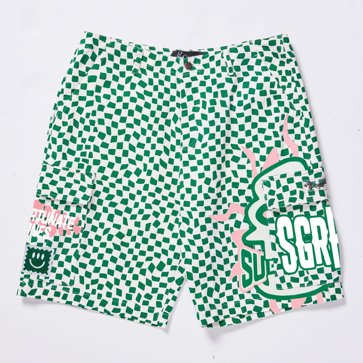 “FLOATING” TWILL SHORTS (GREEN WARP)