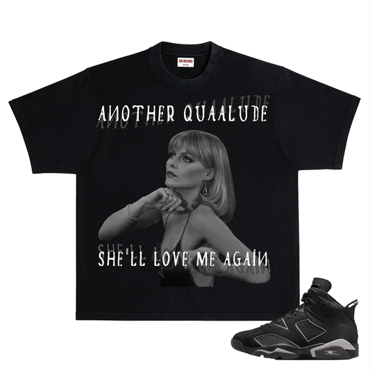 "ANOTHER QUAALUDE..." T-SHIRT BLACK GREY