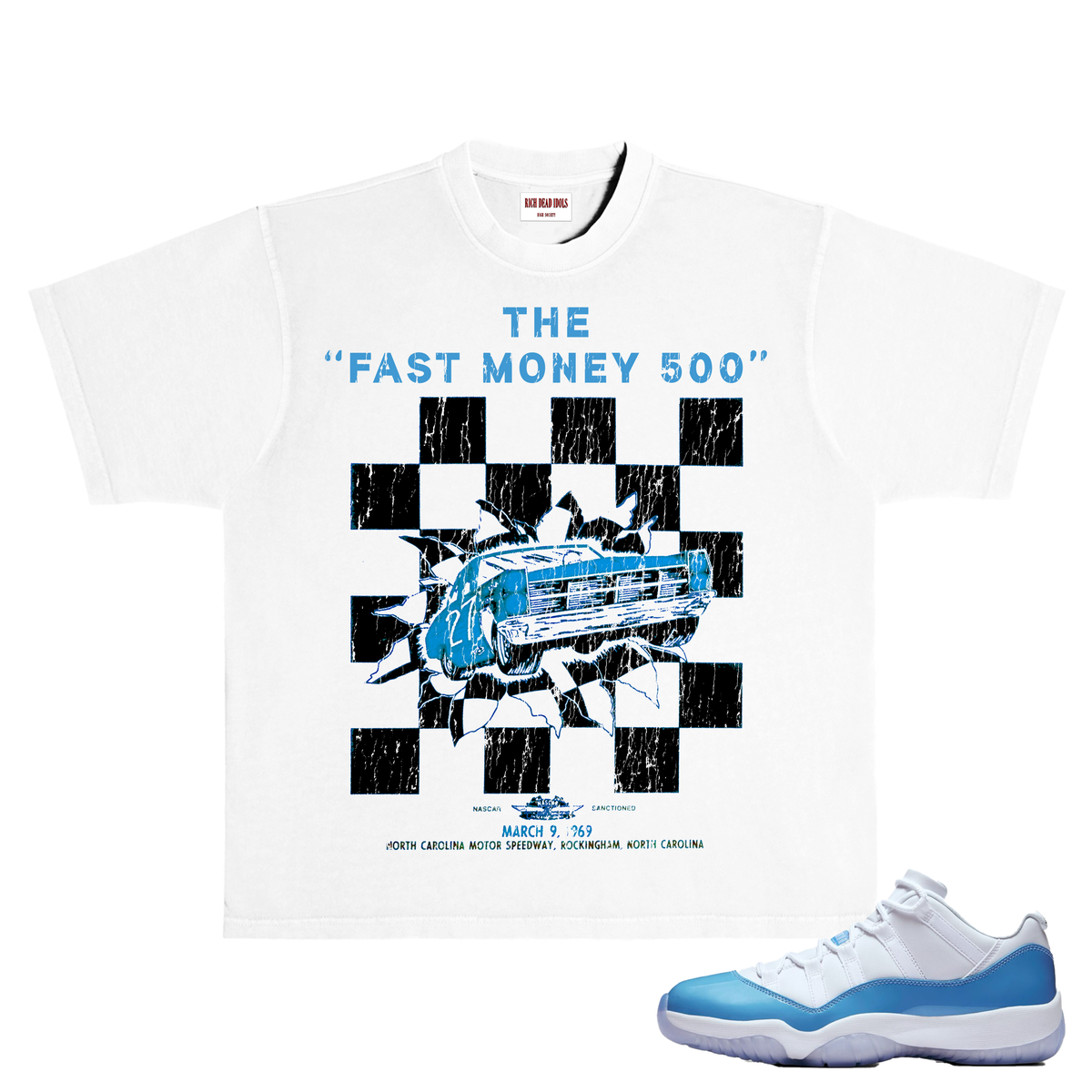 "FAST MONEY 500" T-SHIRT WHITE BLUE