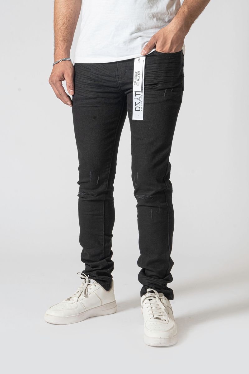 BLACK 3D RIPS - ULTRA SKINNY STRETCH DENIM