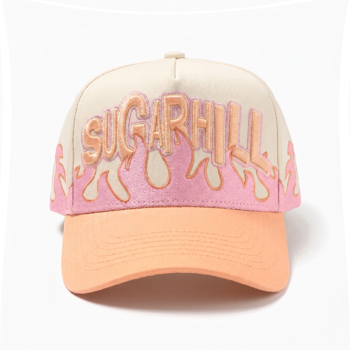 "HOTBOX" STRAPBACK HAT (CREAM/MANGO)