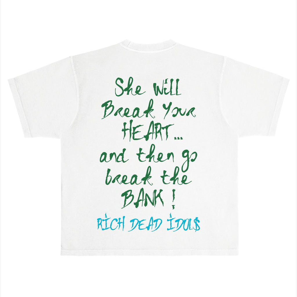 "SOME RICH B!TCH" T-SHIRT WHITE AND GREEN