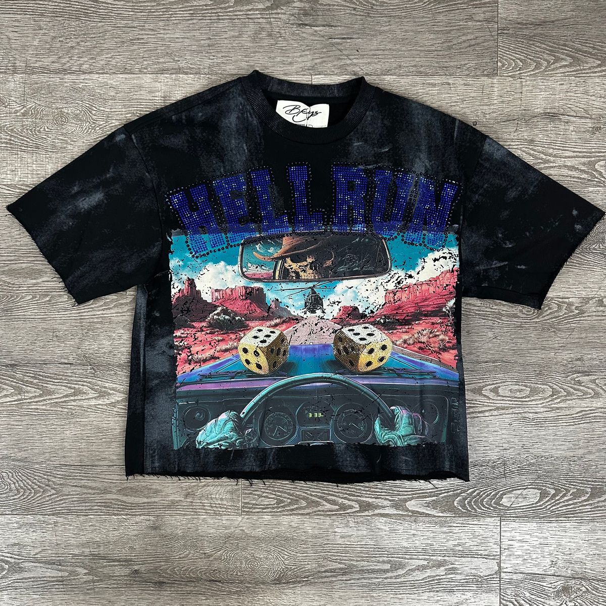 "HELL RUN" F-TERRY CROPPED T-SHIRT