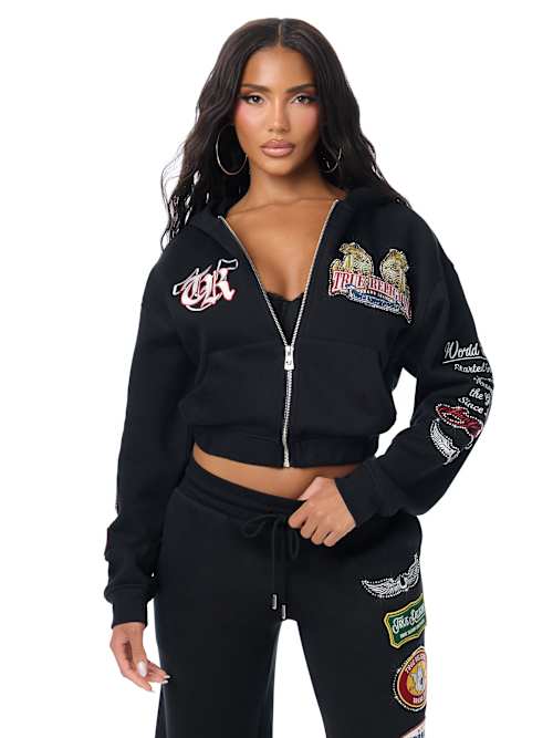 CRYSTL VARSITY RELAX ZIP UP HD