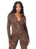 LEOPARD BBY TERRY ZIP UP HOODI