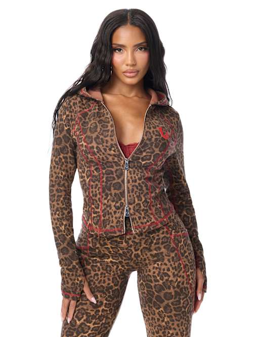 LEOPARD BBY TERRY ZIP UP HOODI