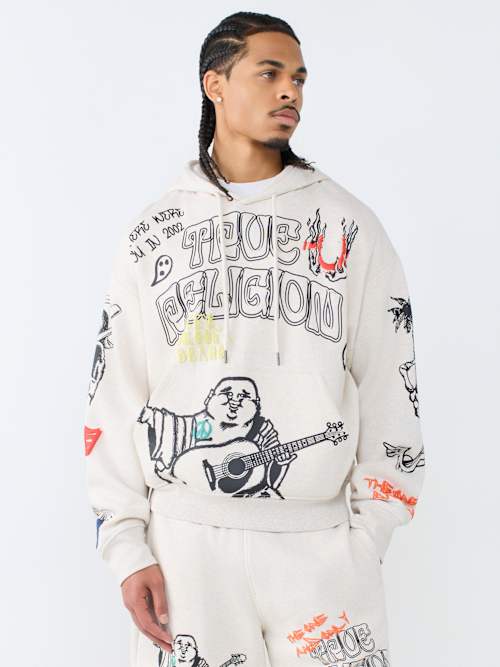 SKETCHED LOGO BOXY HOODIE